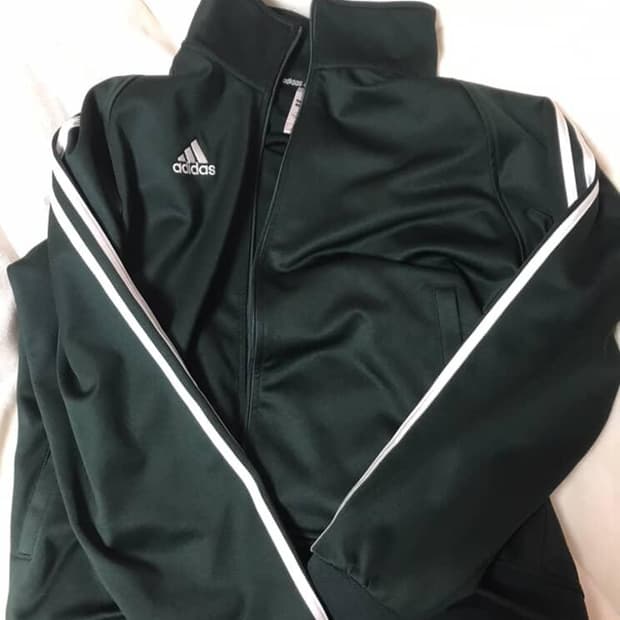 아디다스 초록 그린 져지 집업