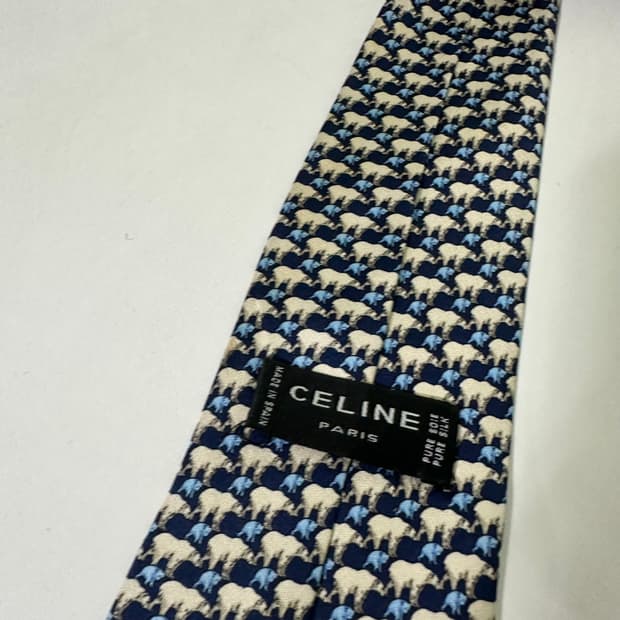 OS 셀린느 북극곰프린팅 실크100% 넥타이