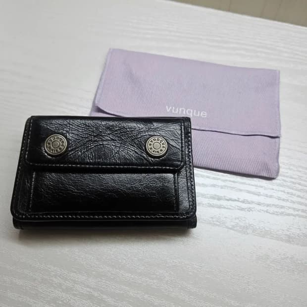 분크 퍼펙 버튼 업 3단 반지갑 블랙