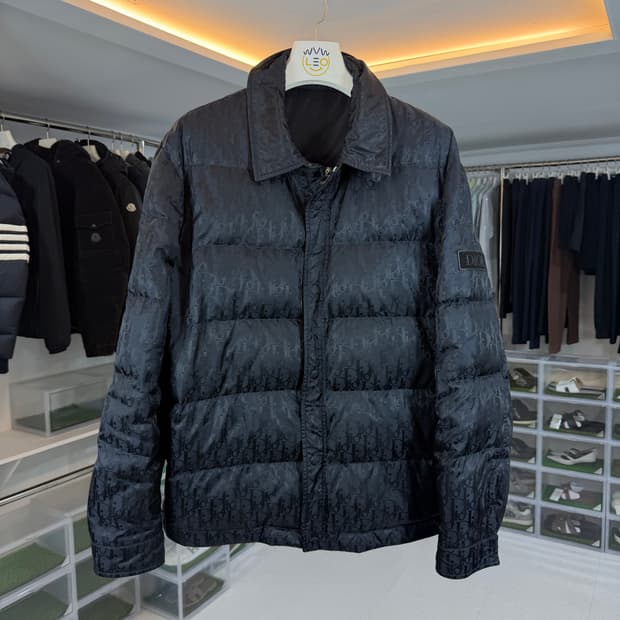 [리오브] 디올 오블리크 자카드 올오버 퀄팅 패딩 자켓