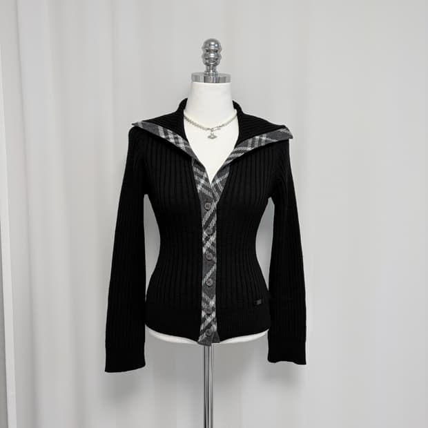 버버리 숄 카라 울 가디건