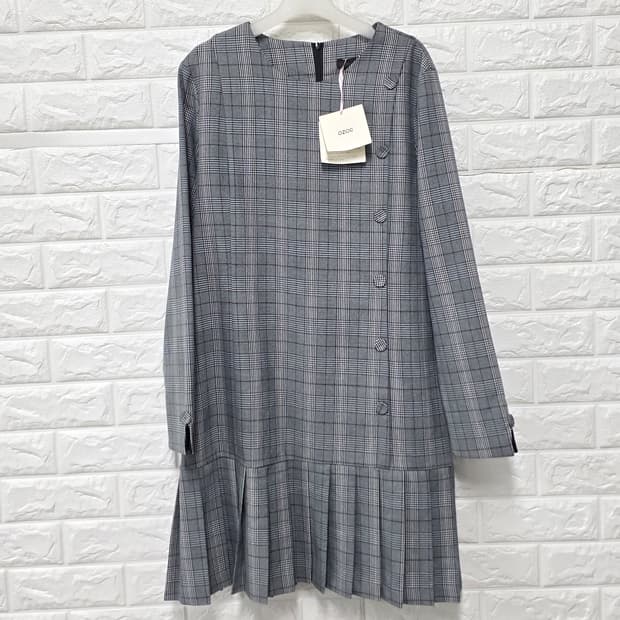 택포// 오조크 OZOC 체크 플리츠 원피스 M 새상품