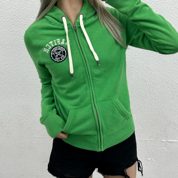 아베크롬비 사이드패치 그린 후드집업 M