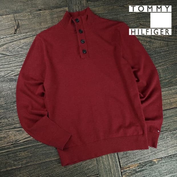 [타미힐피거] 헨리넥 니트 버건디 M19720