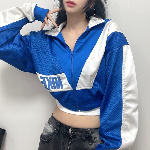 나이키 커스텀 포카리 화이트 블루 크롭 져지