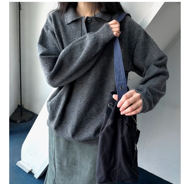 Cloudy touch polo knit top