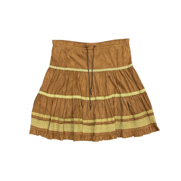 Japanese vtg 레이스 프릴 디테일 스웨이드 스커트