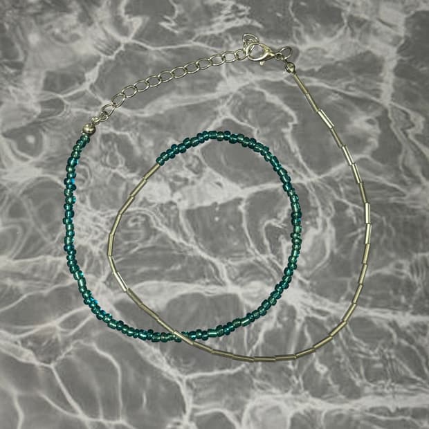 Ocean gleam 빈티지 비즈목걸이