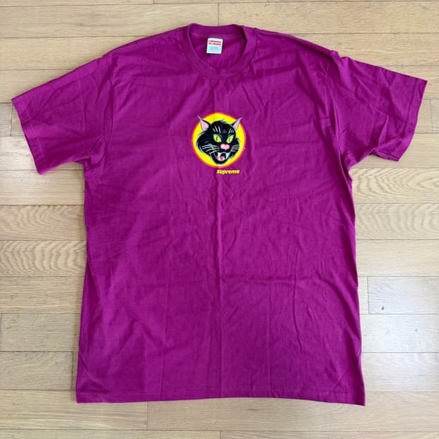 [L] supreme 슈프림 블랙 캣 반팔 티셔츠 마젠타