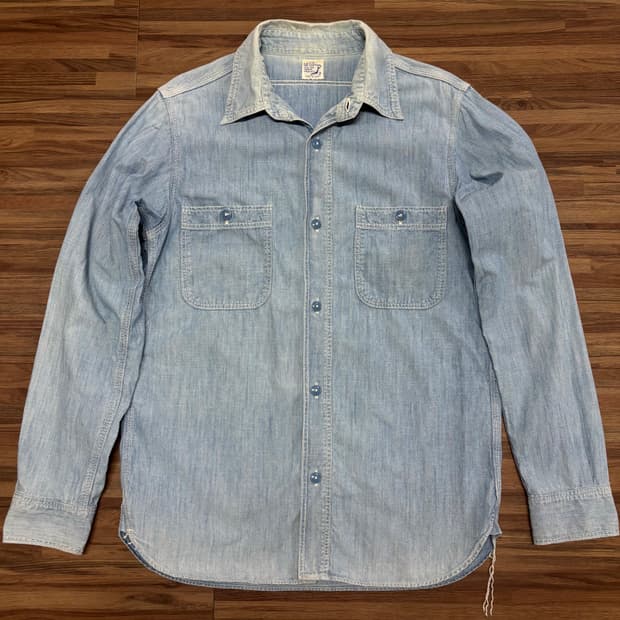 오어슬로우 샴브레이 그런지 페이딩 워크 셔츠 2