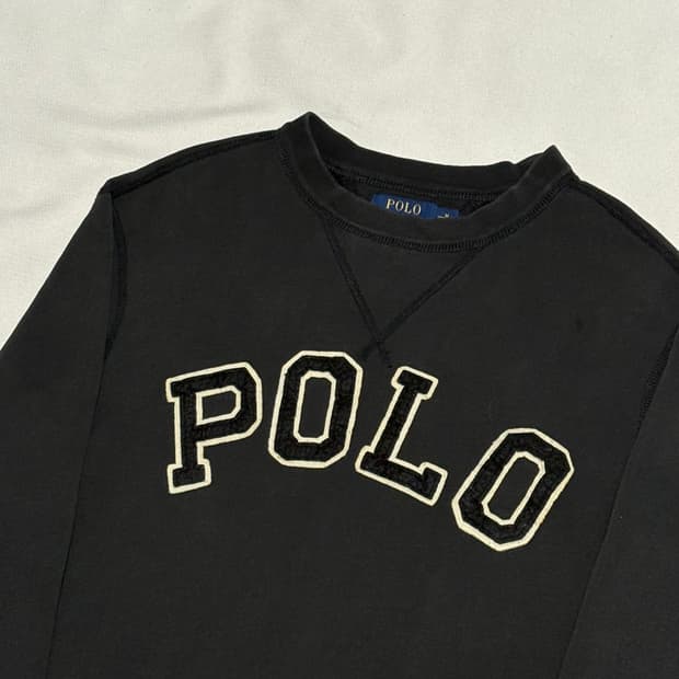 M 폴로랄프로렌 레터링 로고 블랙 맨투맨