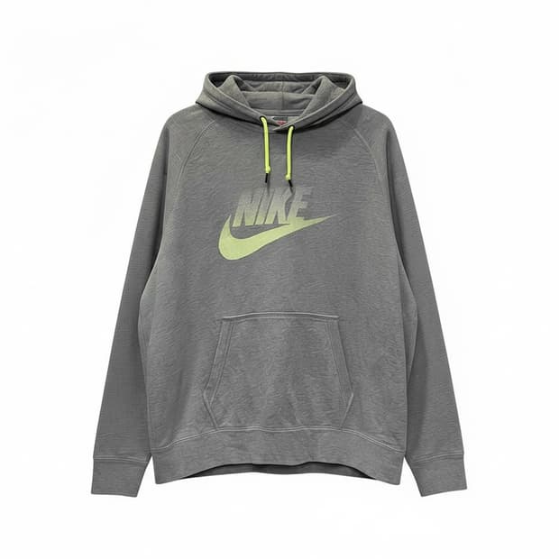 나이키 후드티 네온 그래픽 로고 디테일 디테일 그레이