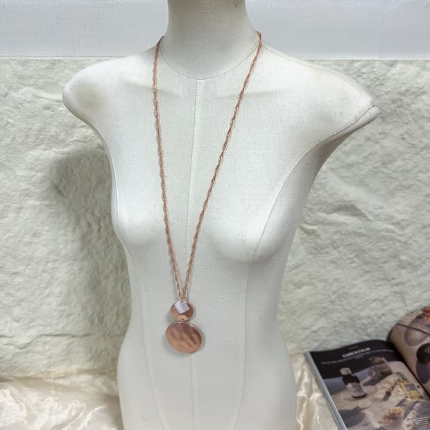 빈티지 로즈 골드톤 메탈 쉘 용골체인 목걸이