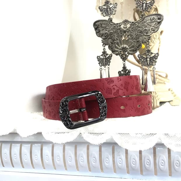 red butterfly pattern antique belt