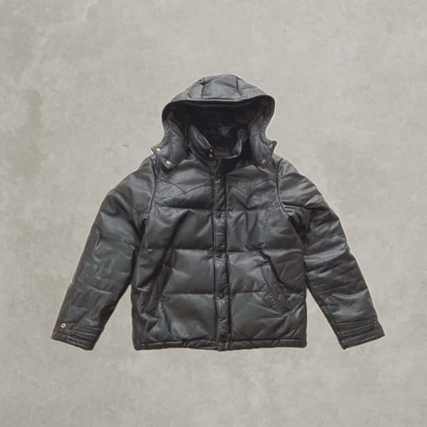 BACK DROP LEATHER DOWN JACKET