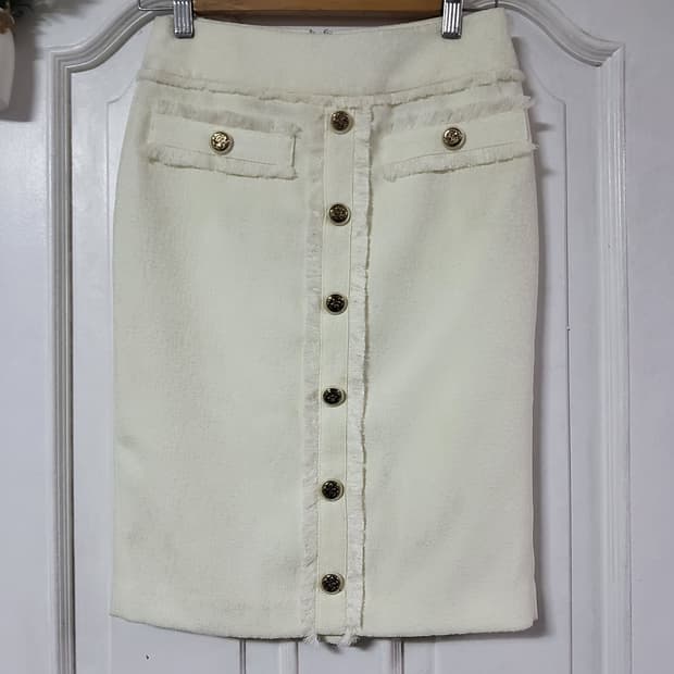 에고이스트 트위드 스커트 H라인 정장 치마 아이보리 너무 이쁨