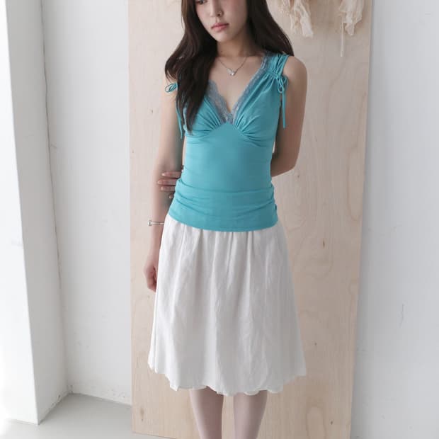 lace shirring sleeveless