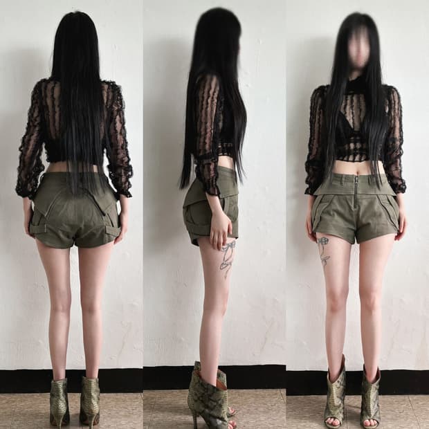 닐바렛 밀리터리 카고 포켓 숏팬츠