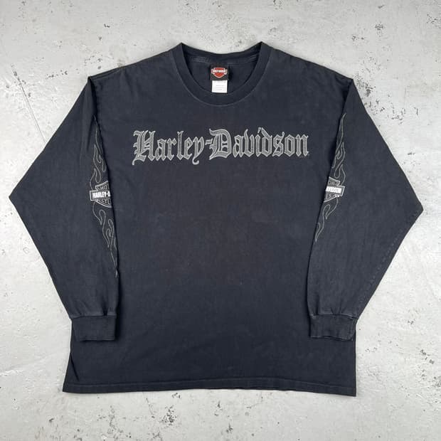 빈티지 할리데이비슨 디플로마체 로고 플레임 롱슬리브