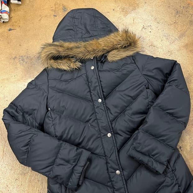 [정품/S] 폴로 진스 블랙 퍼 후드 롱패딩 점퍼 b18