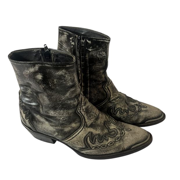 Vintage 실버 워싱 웨스턴 앵클부츠 240