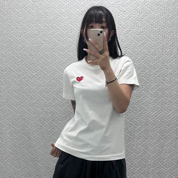 꼼데가르송 빈티지 캐주얼 키치 하트와펜 반팔티 L C13717