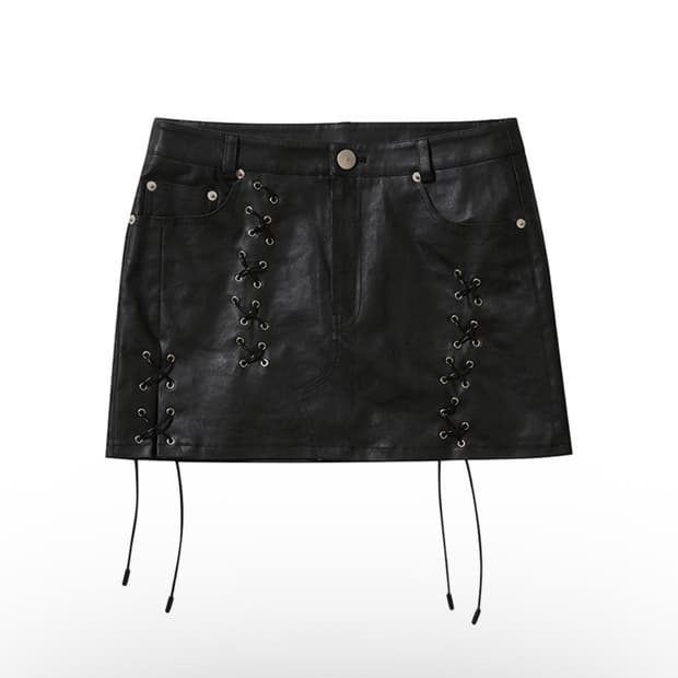 LEEY YEEL 레더 가죽 미니 스커트 M
