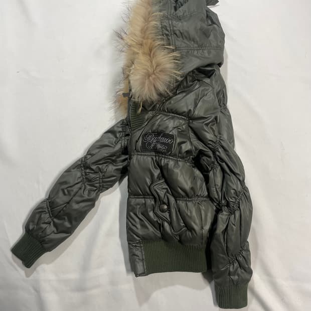 리얼 라쿤 울프죠 딱붙 퍼 후드 봄버