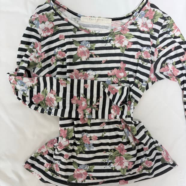 일본 빈티지 스트라이프 티