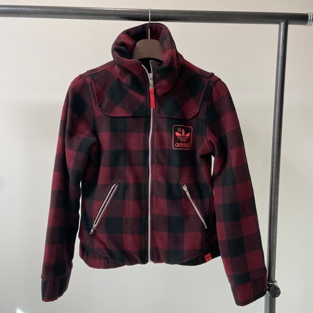 (95) 아디다스 y2k 체크 울 누빔 자켓