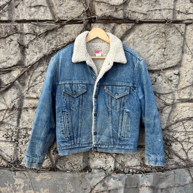 80s 리바이스 빈티지 쉐르파 안감 데님 트러커 자켓 웨스턴