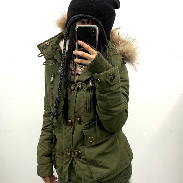 Sly y2k 퍼 트리밍 밀리터리 버클 자켓