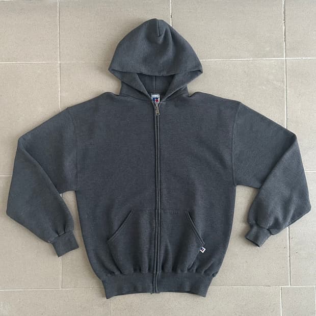 90s 빈티지 러셀 후드집업 다크그레이 L