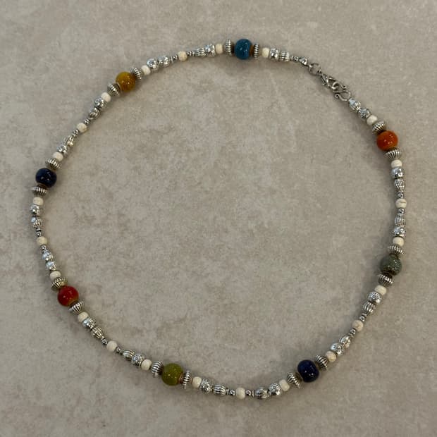 도자기 비즈 합금 목걸이