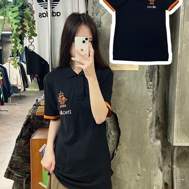 나이키 네덜란드 축구 반팔 카라티 블랙 L #csz737