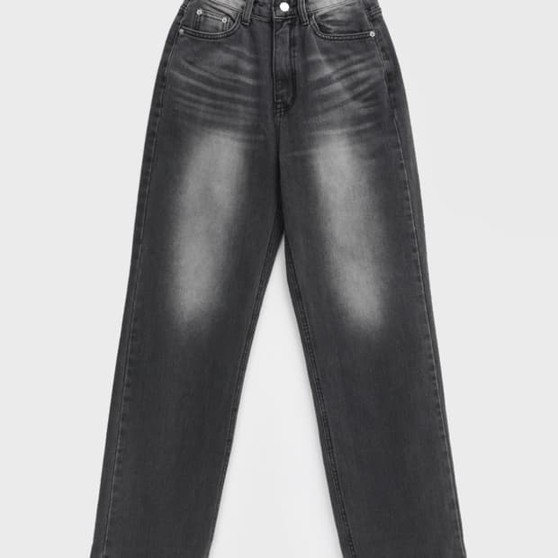 블랙업 워싱 와이드 팬츠 s