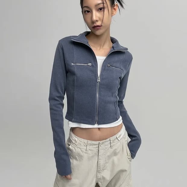블랙업 피그먼트 집업 긴팔티