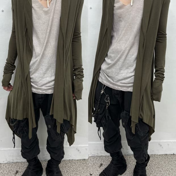 L.G.B Dust Olive Shawl Drape Cardigan  