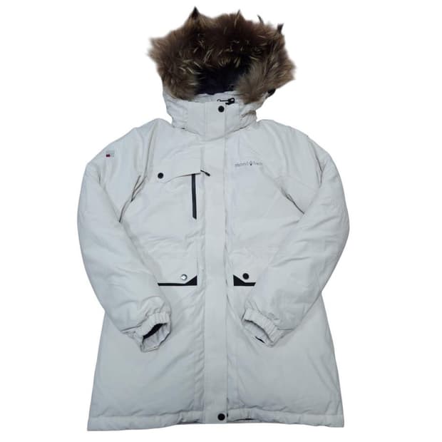 몽벨 여성 구스다운 화이트 패딩(너구리 퍼털)
