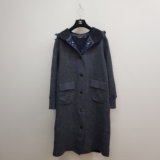 폴로진스 울 후드 니트 롱 코트 M사이즈