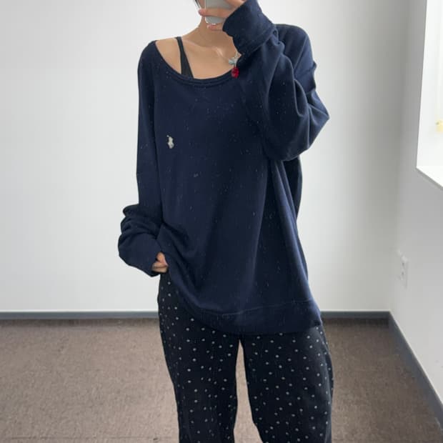 Polo 폴로 화이트 포니 네이비 롱슬리브