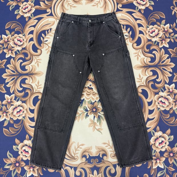 (S)디스이즈네버댓  흑청 더블니 데님팬츠