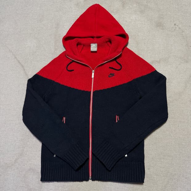 나이키 배색 니트 후드집업