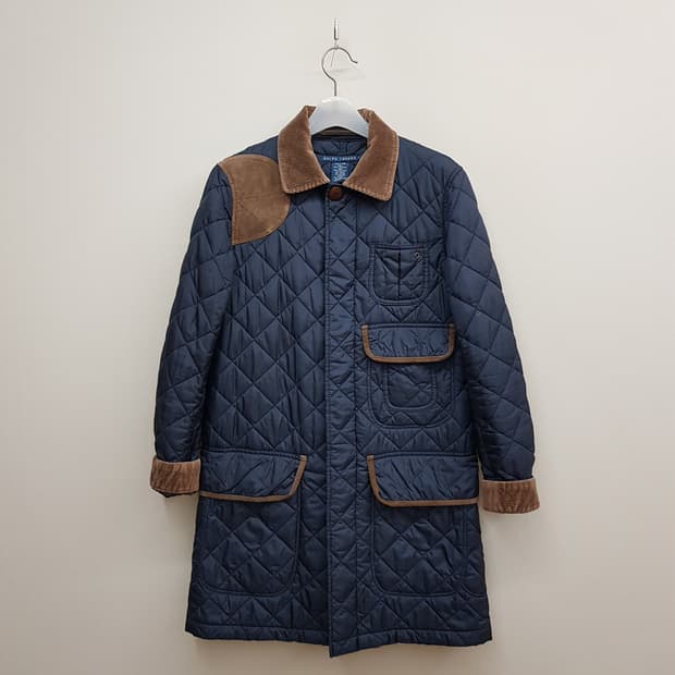 랄프로렌 퀼팅 코듀로이 배색 롱자켓 S사이즈