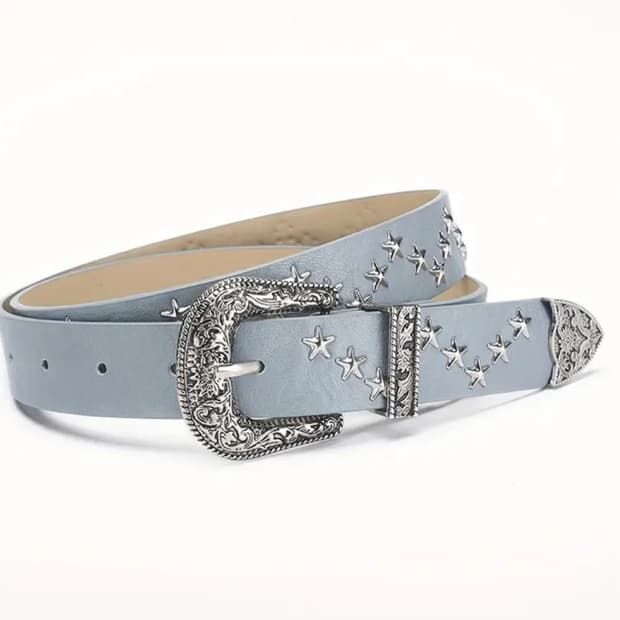 웨스턴 별 하늘색 벨트
