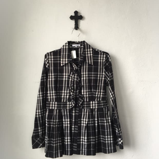 Naracamicie check patter frill shirt