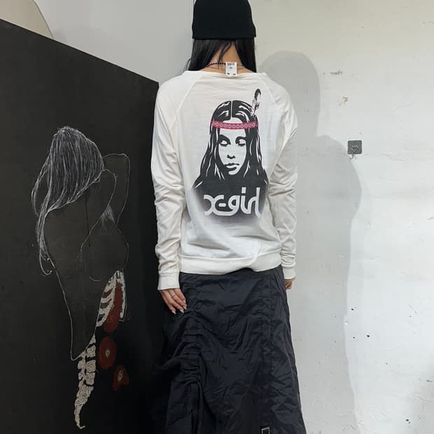 Jpn 일본 빈티지 고딕 펑크 해골 프린팅 롱슬리브 M