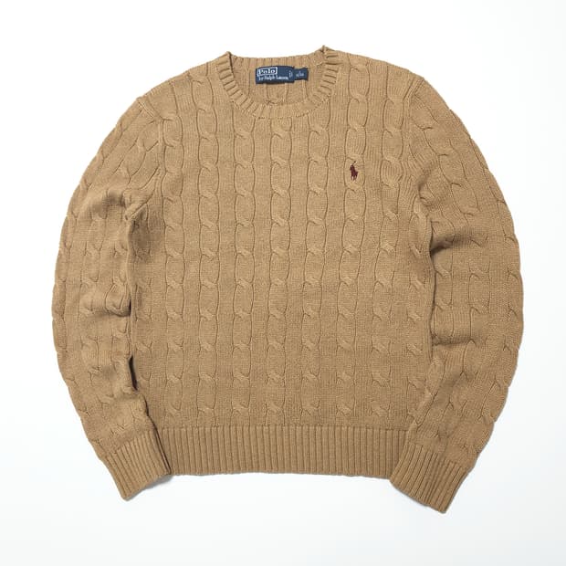 폴로 랄프로렌 케이블 꽈배기 니트 스웨터 브라운