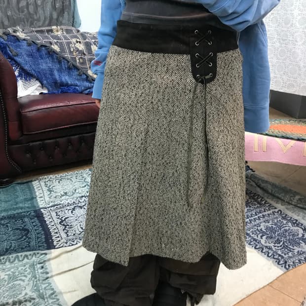 빈티지 모직 미디스커트 