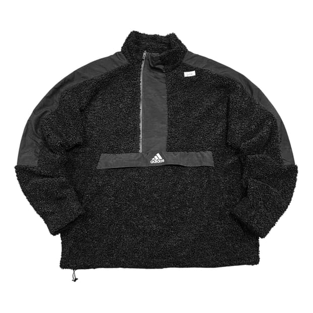 ✨ (바배) 아디다스 뽀글이 플리스 블랙 반집업 